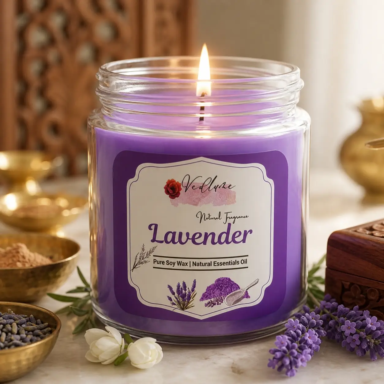 Vedlume Lavender Bliss – Premium Soy Wax Scented Candle
